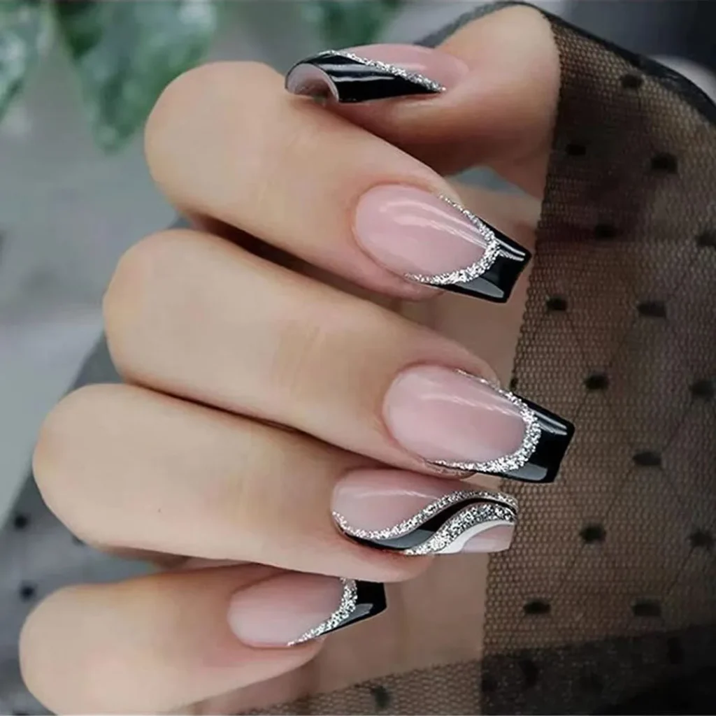 Black French nail design