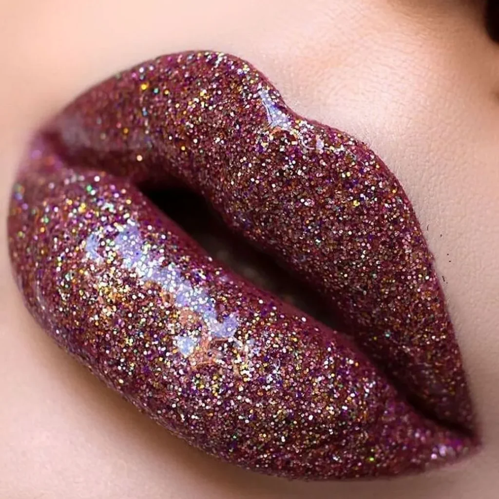 Plum glossy lipstick