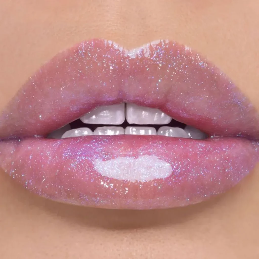 Attractive pink glossy lipstick