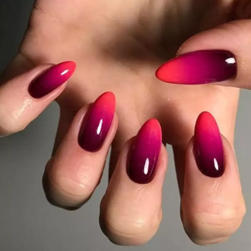 Magenta Baby Boomer Nail Design