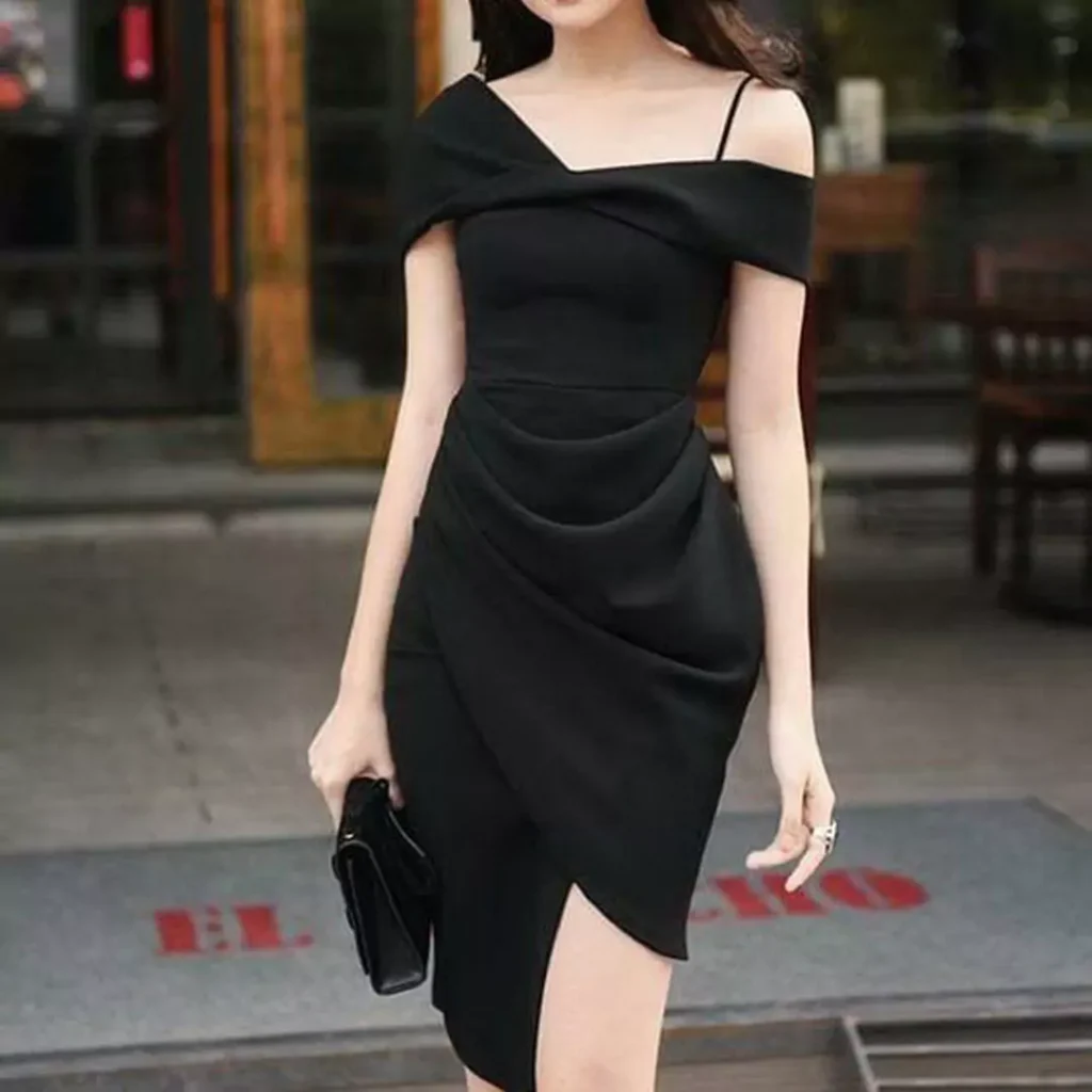 short women's black dress