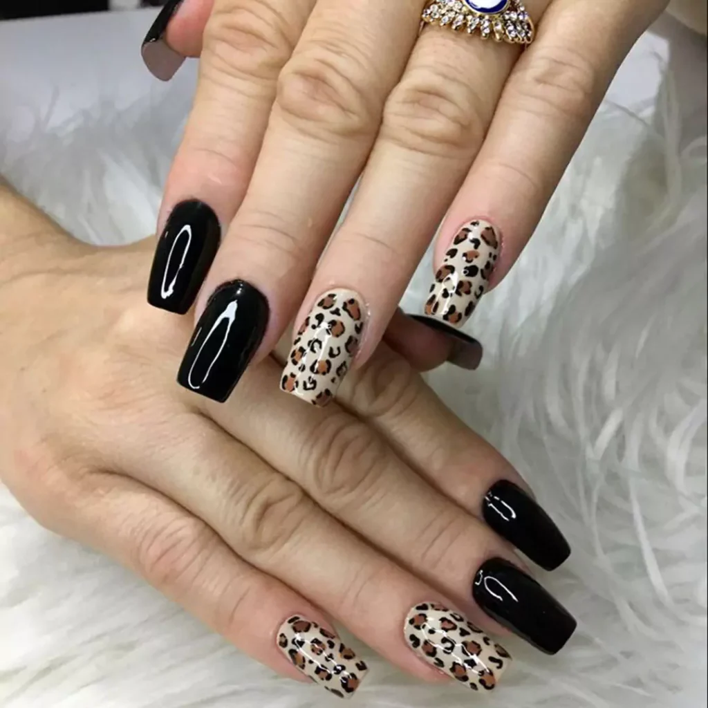 Black Leopard Print Nail Designs