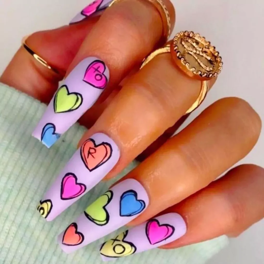 Sophisticated Heart nail designs