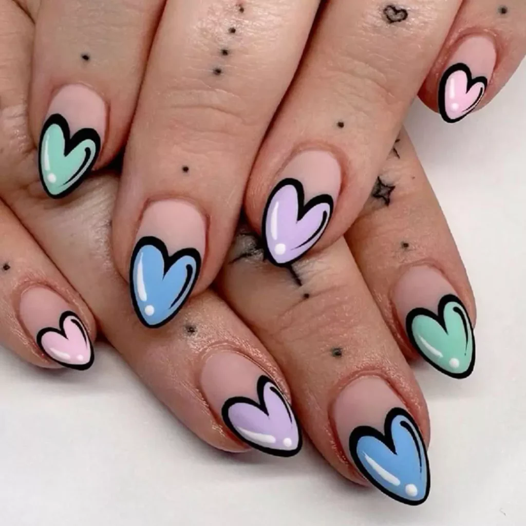 Intricate Heart nail designs