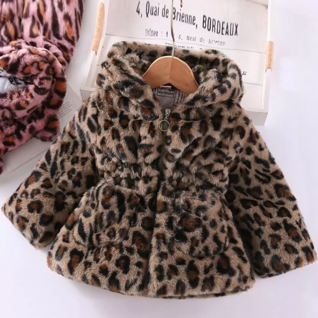 brown leopard wool coat