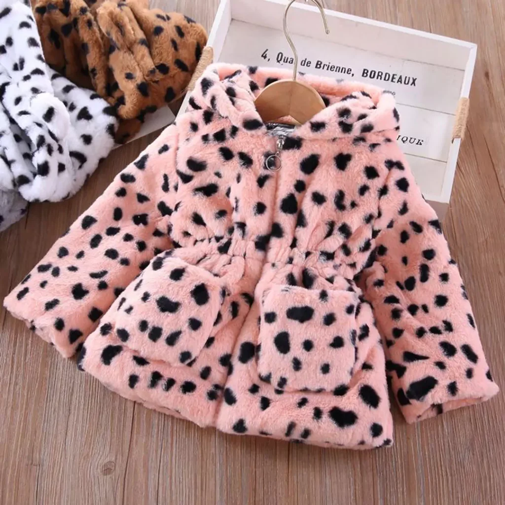 pink leopard wool coat