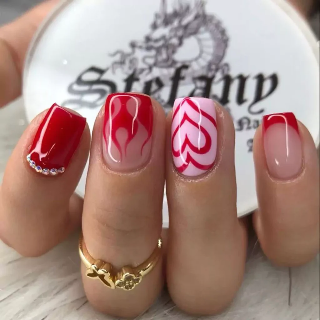 Eye-catching heart nail designs