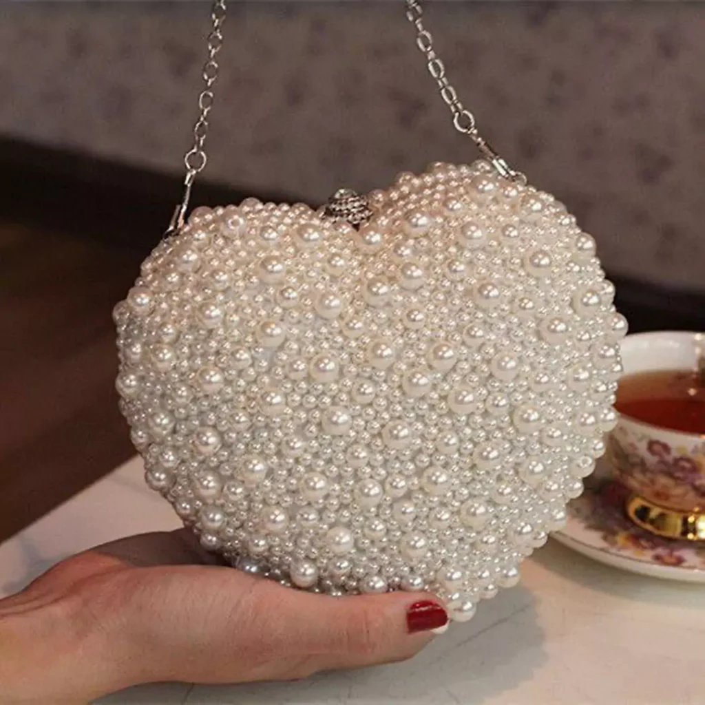 Heart-shaped bridal handbag