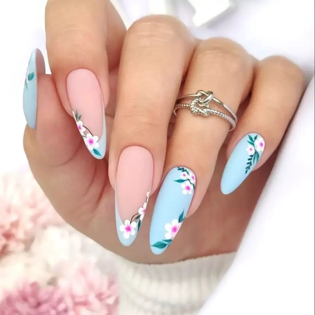 Glamorous Flower Nail Designs