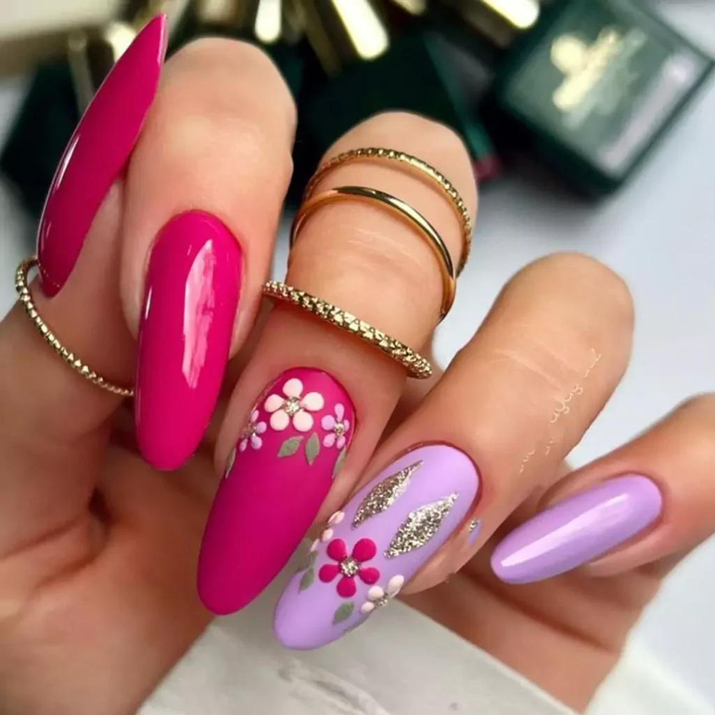 Trendy Flower Nail Designs