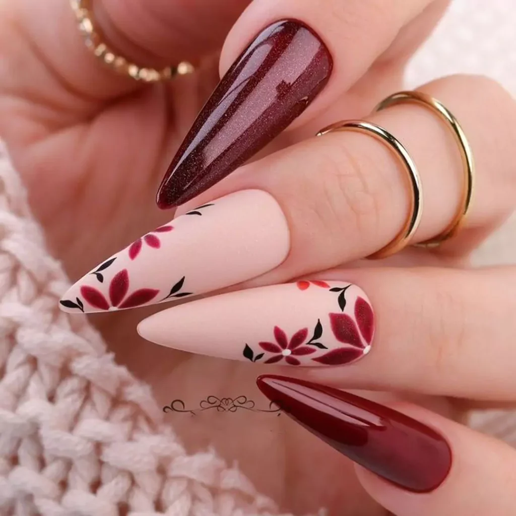 Sophisticated Flower Nail Designs