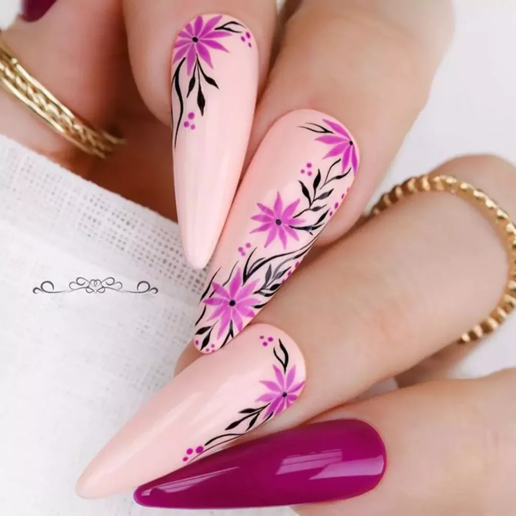 Unique Flower Nail Designs