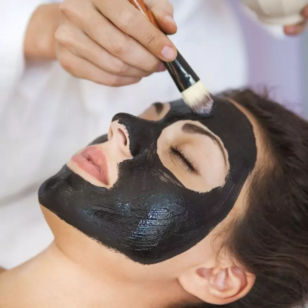 Skincare with charcoal mask