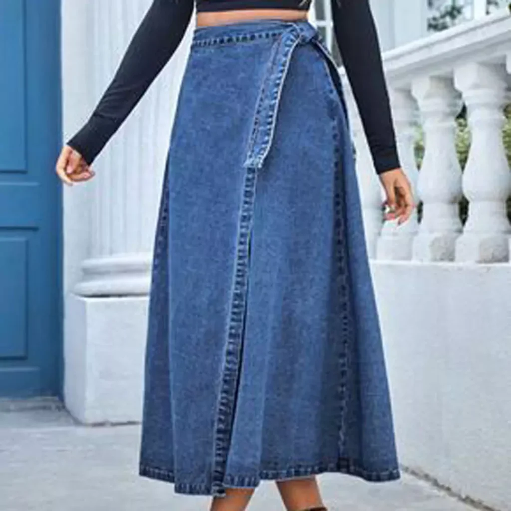 blue jean skirts