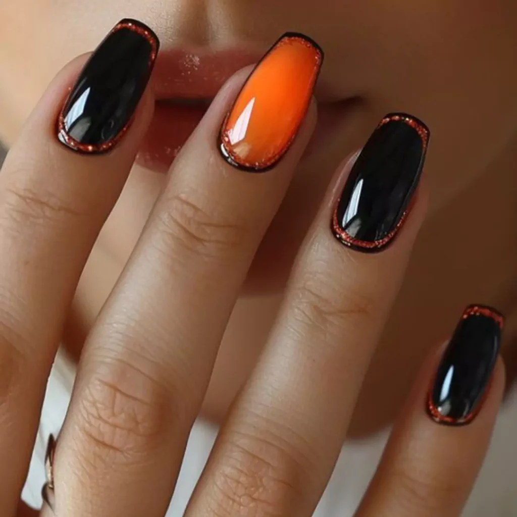 Special Black and orange nail designs