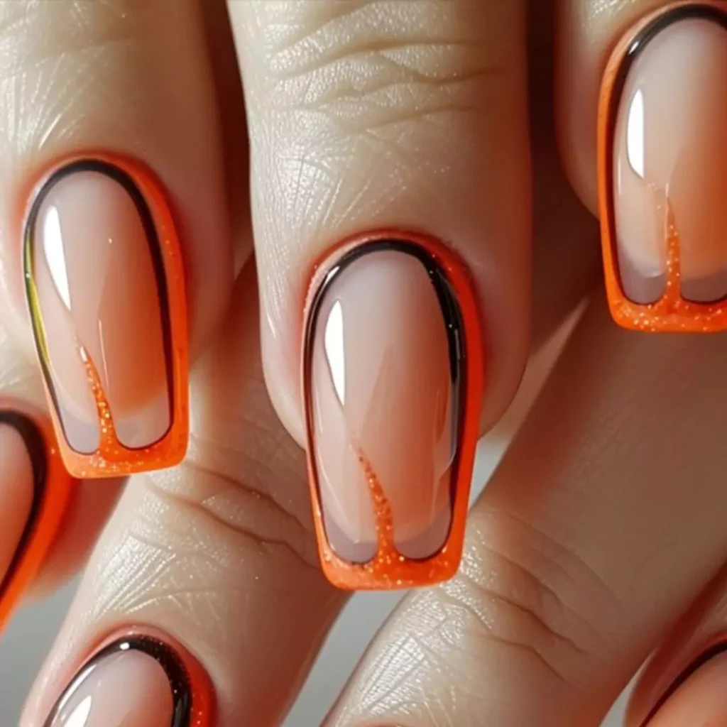 Deceptive Black and orange nail designs