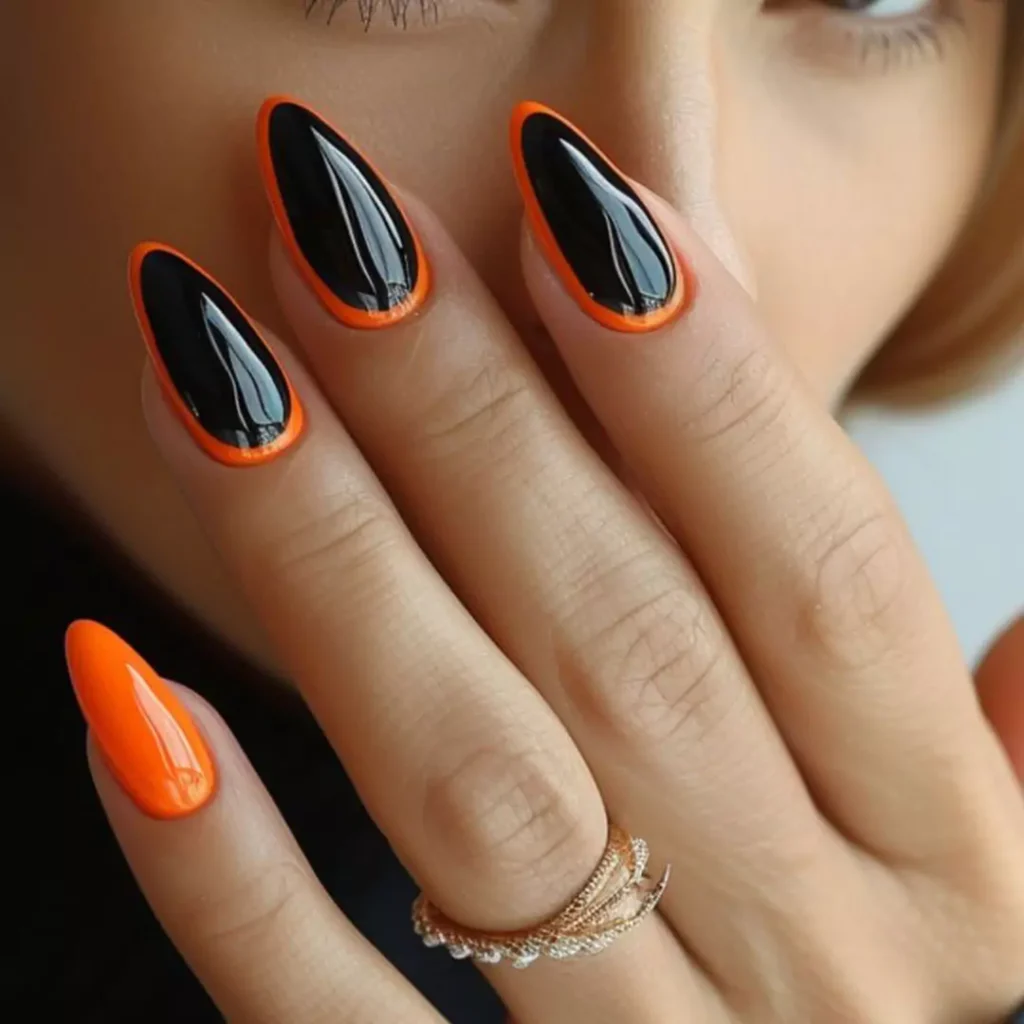 Enchanting Black and orange nail designs