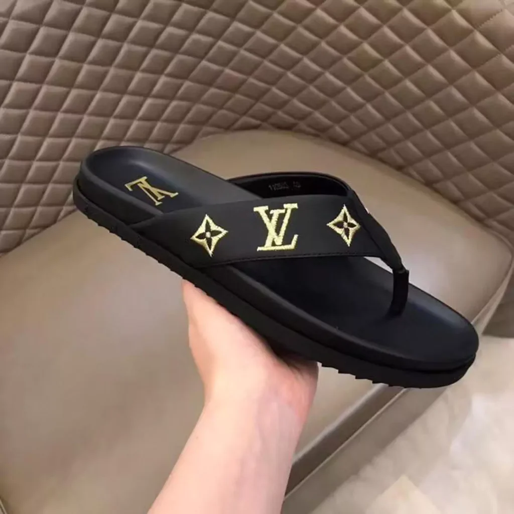 LV black flat sandals for women