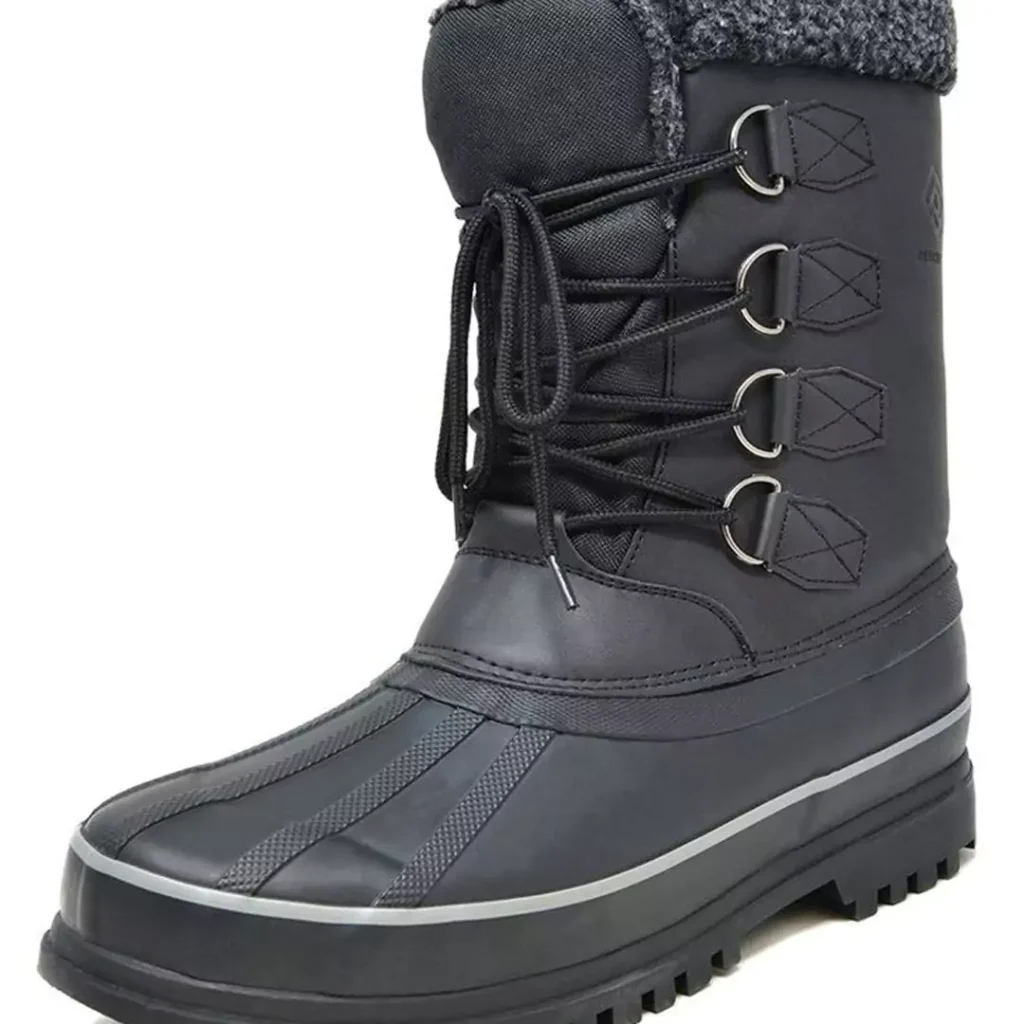 comfortable black winter boots outfit for men