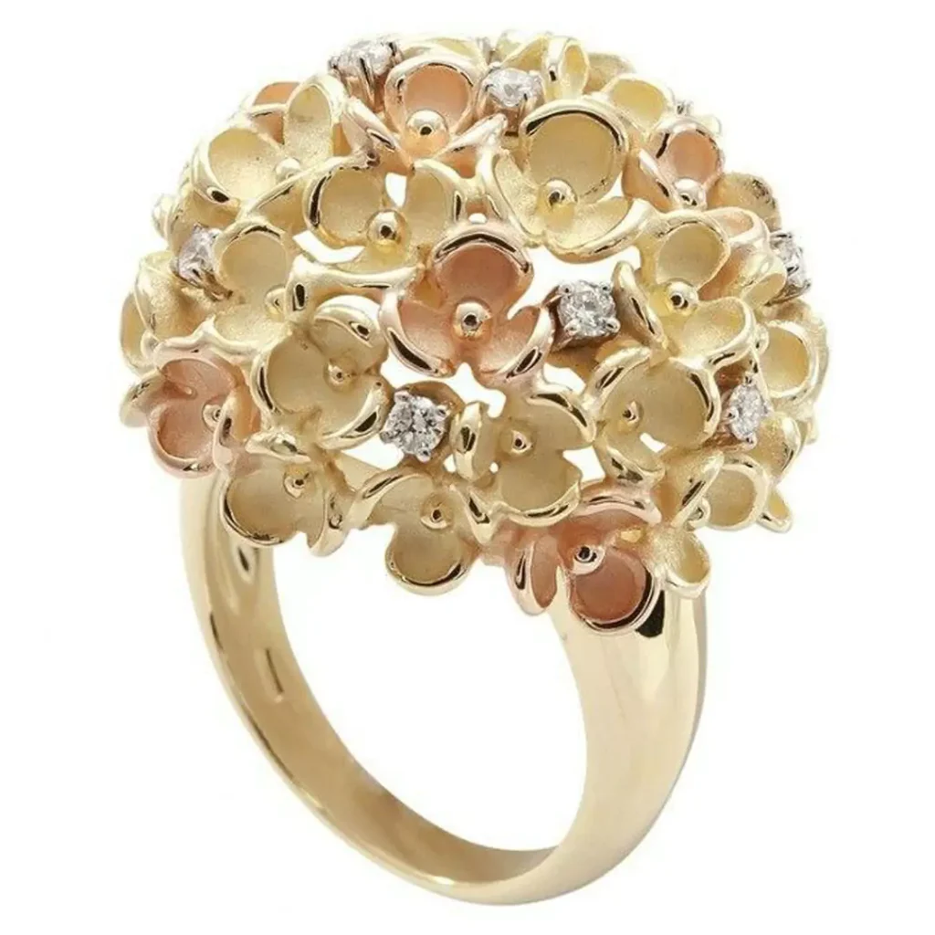 eye-catching floral gold rings