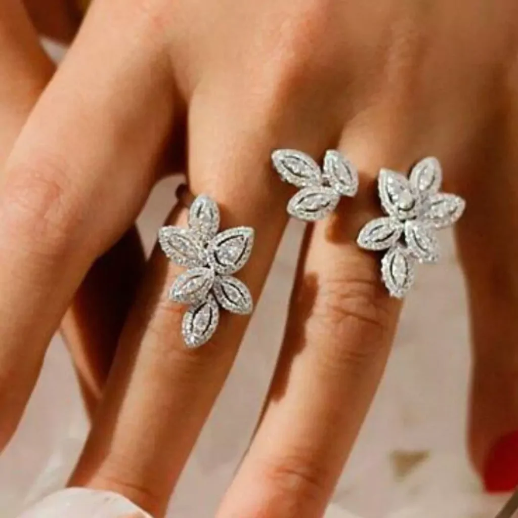 gem-stoned floral gold rings