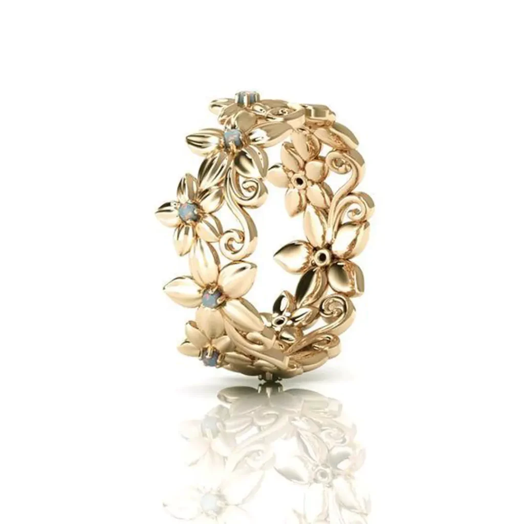 stylish floral gold rings