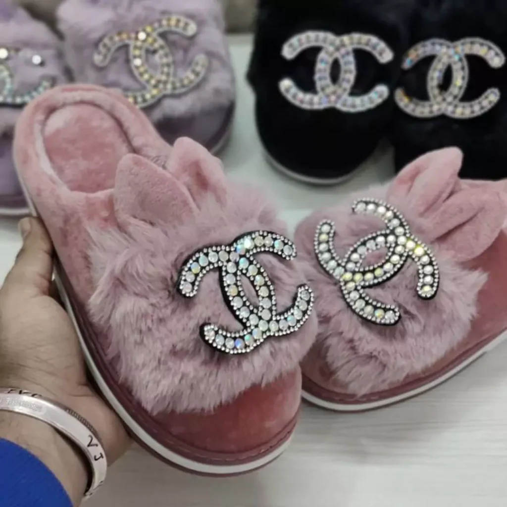 CHANEL furry slippers for women