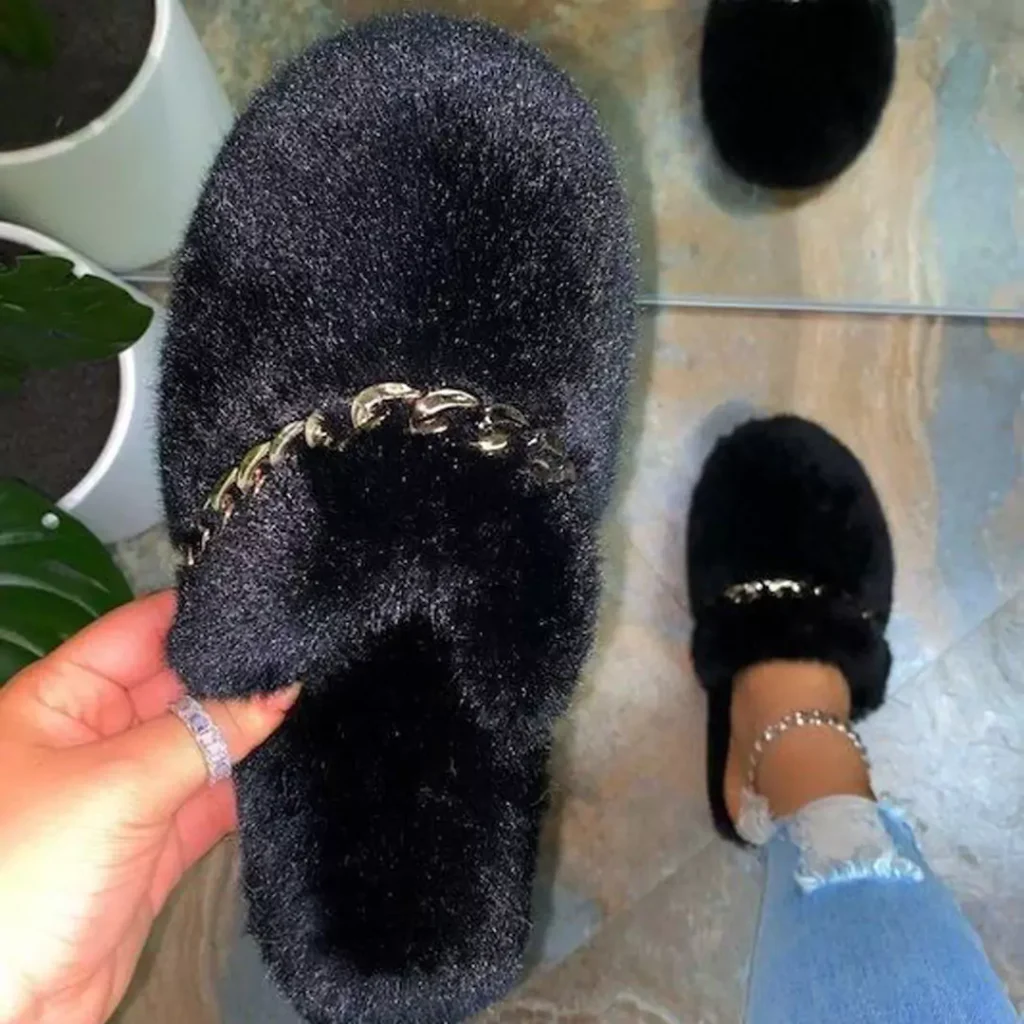 chic furry slippers for women