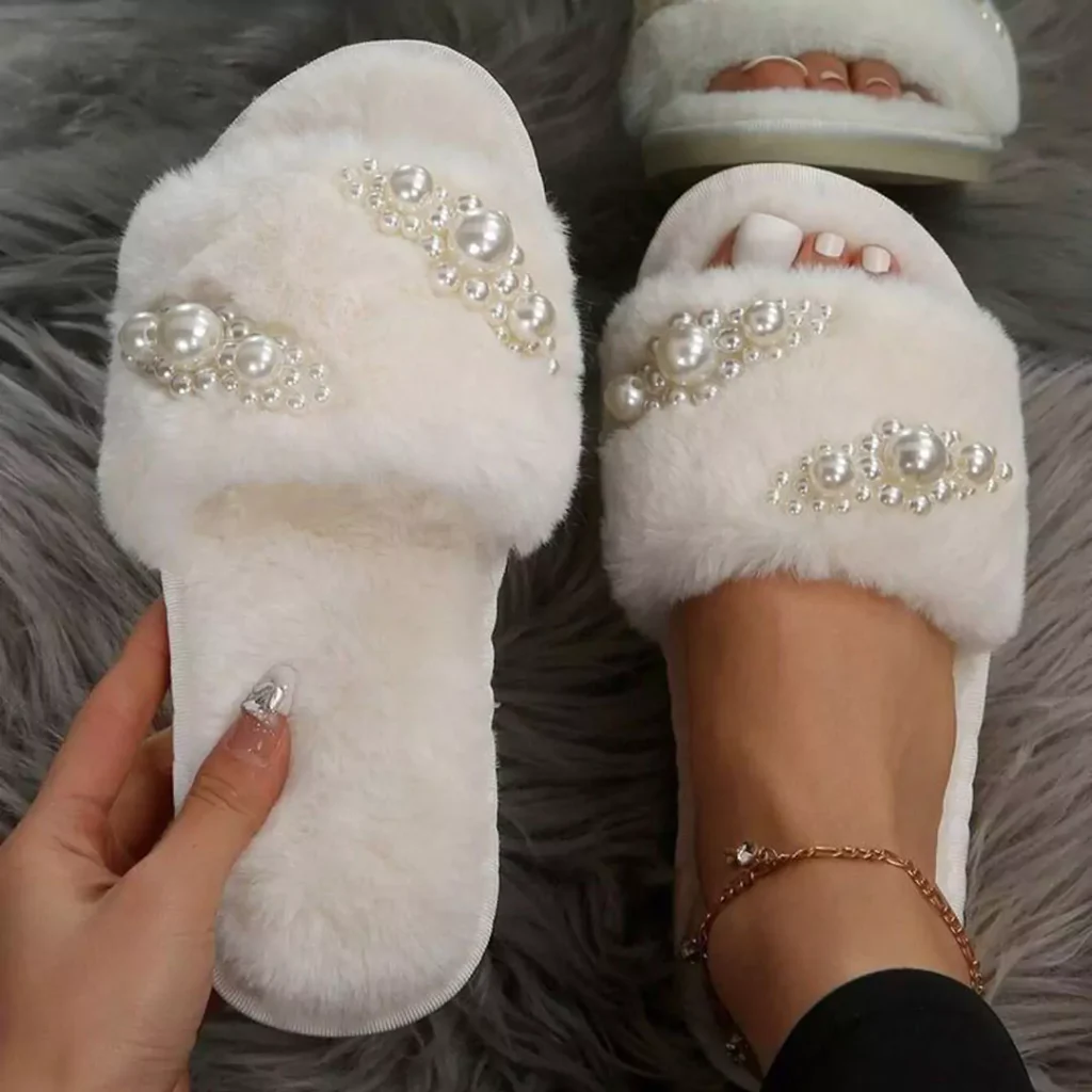 stylish furry slippers for women