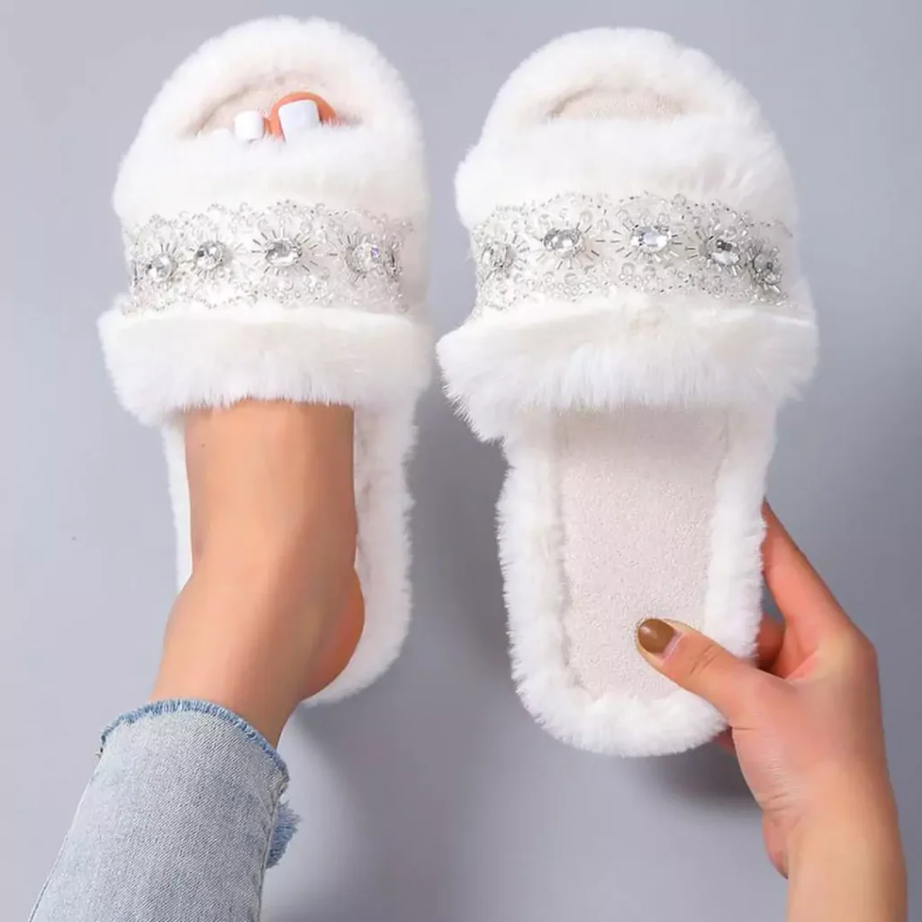 elegant furry slippers for women