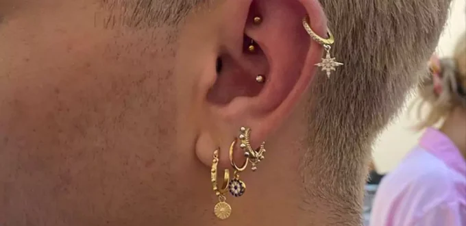 attractive men's gold ear pins