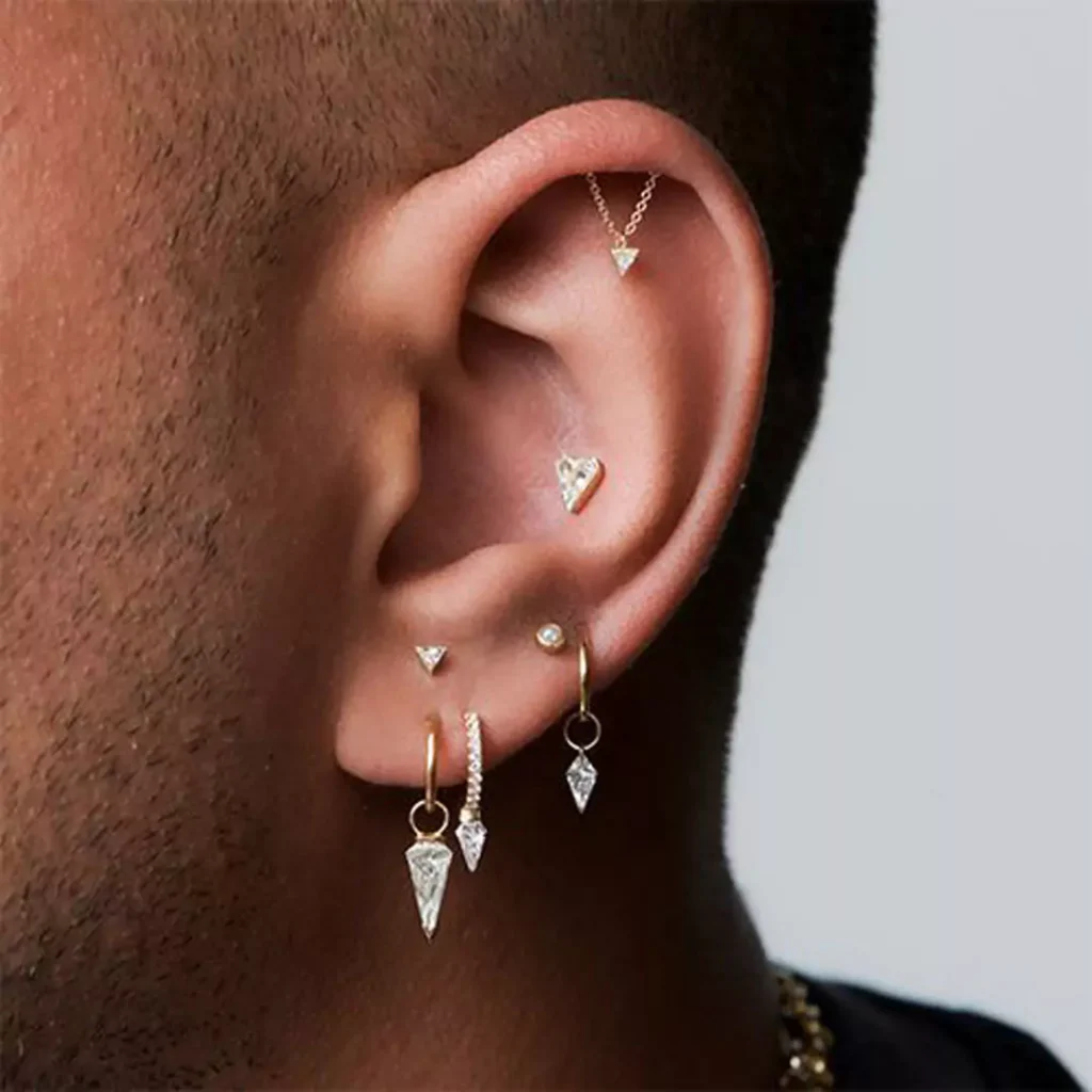 men's charming gold ear pins