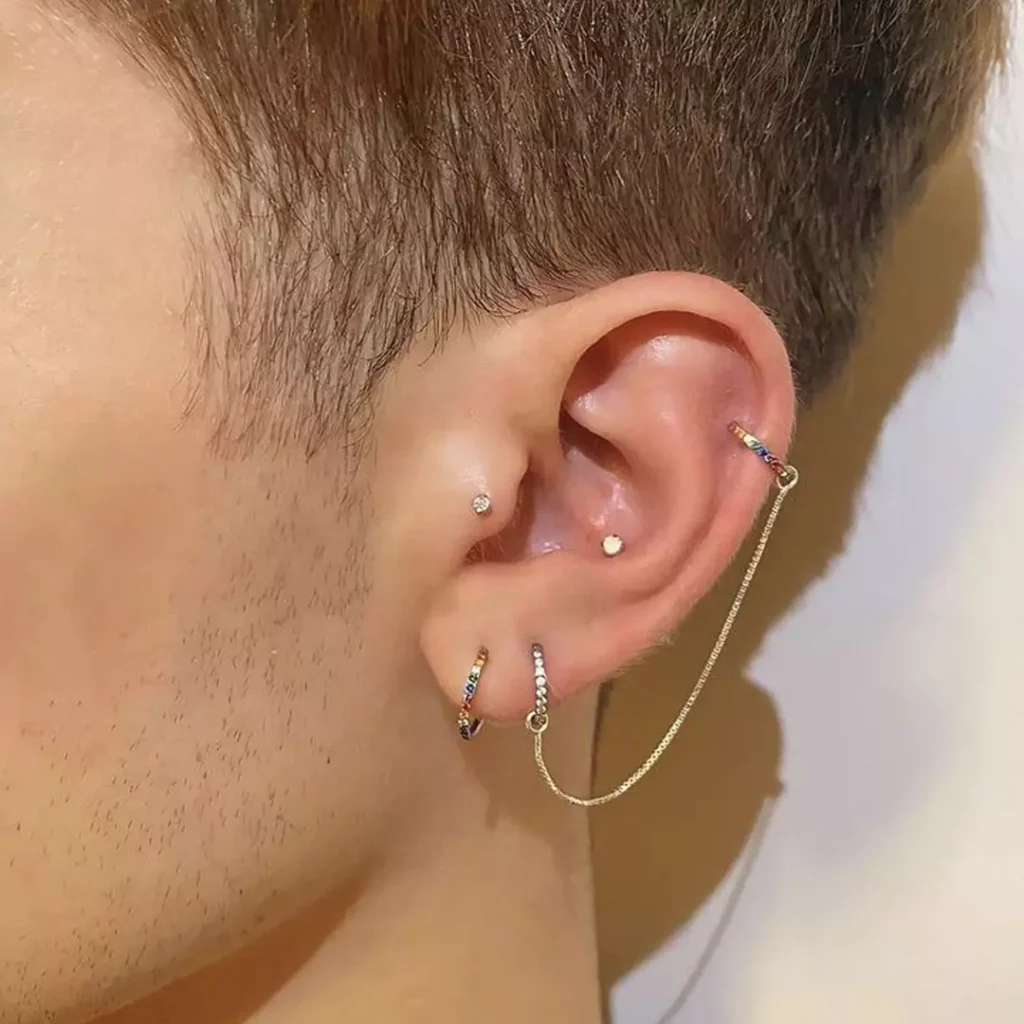 men's deceptive gold ear pins