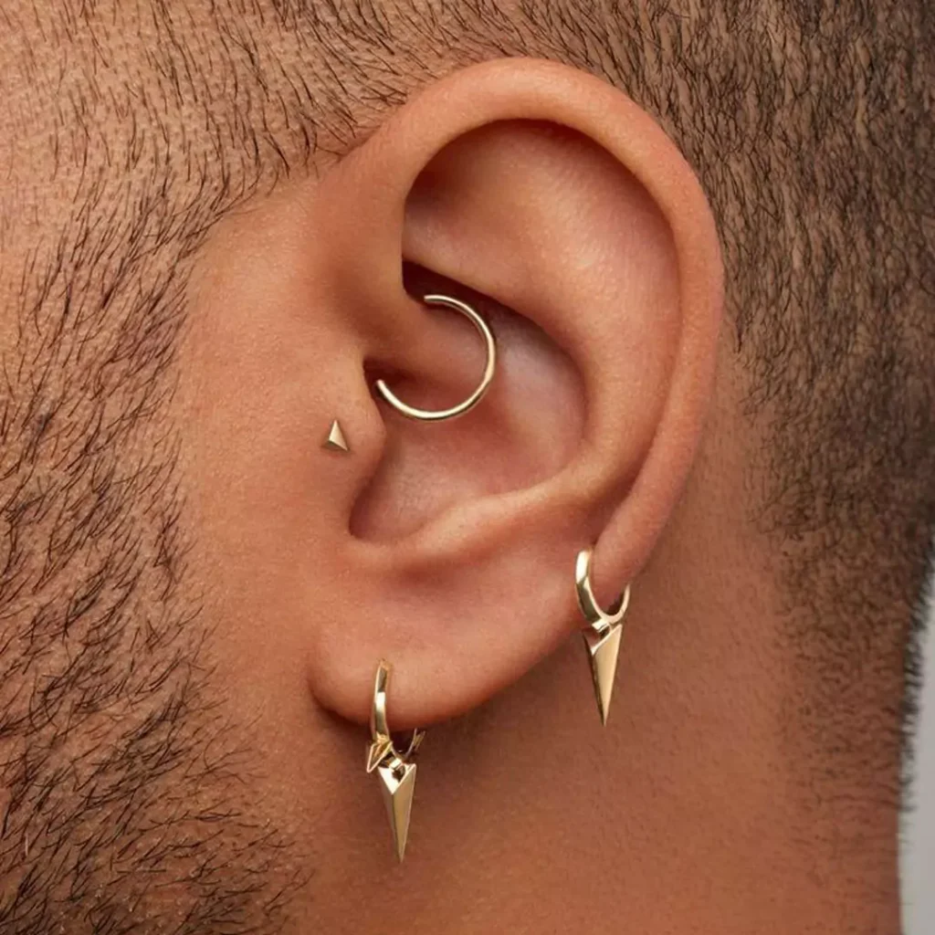 men's classy gold ear pins