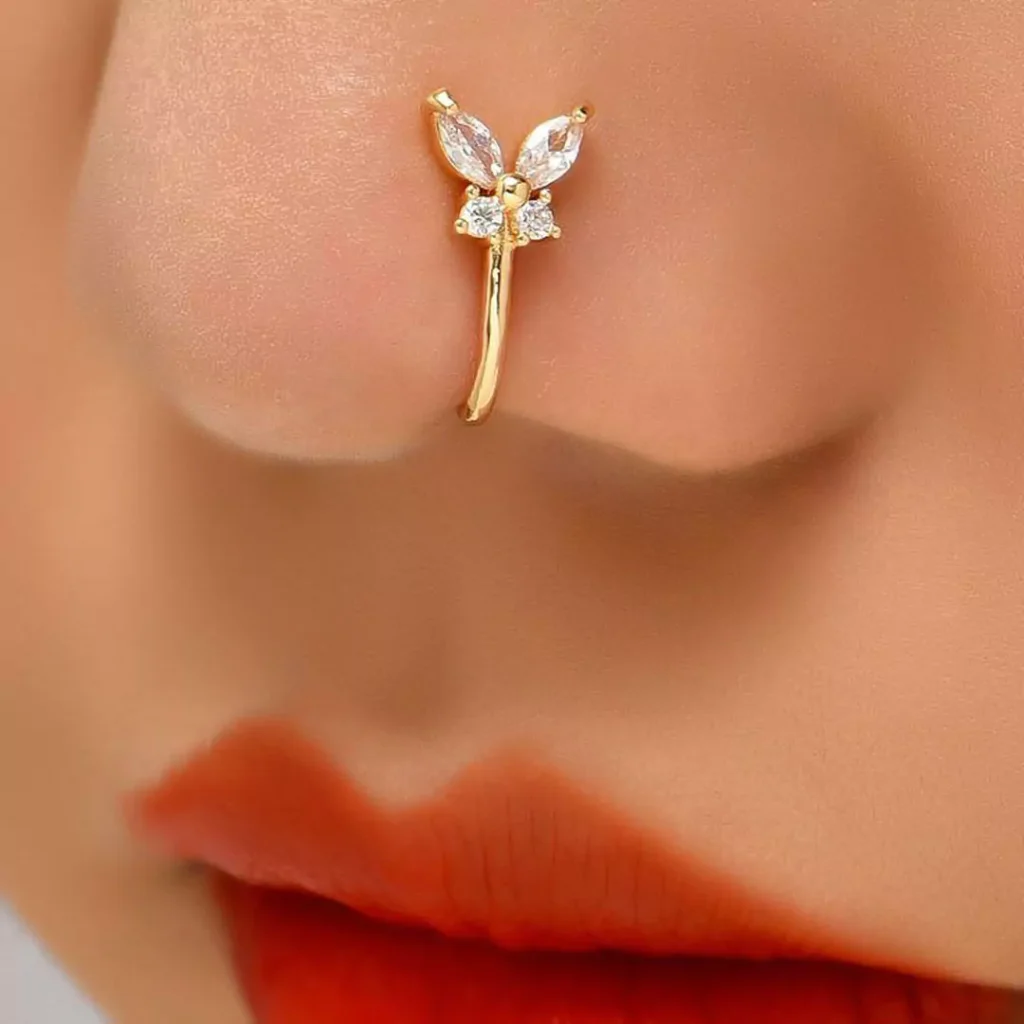 butterflied gold nose pins