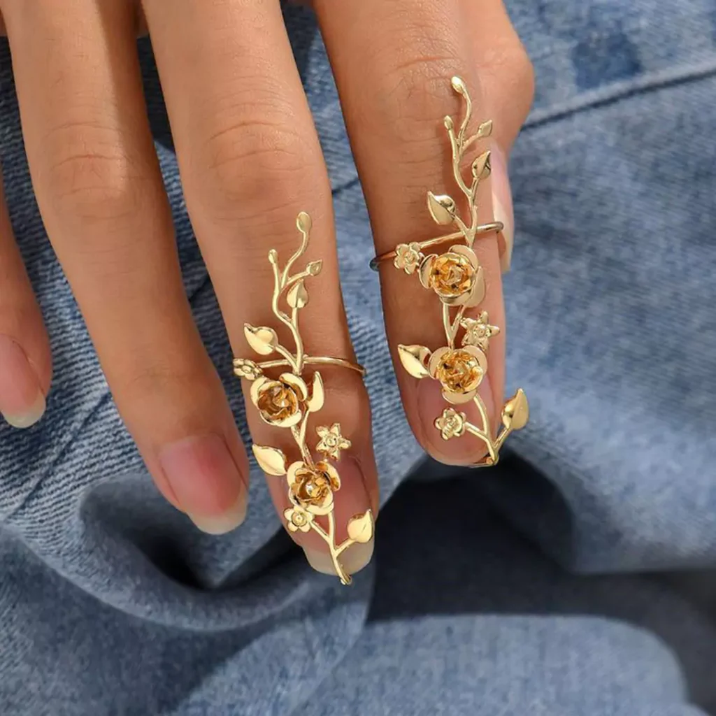 floral gold rings for women