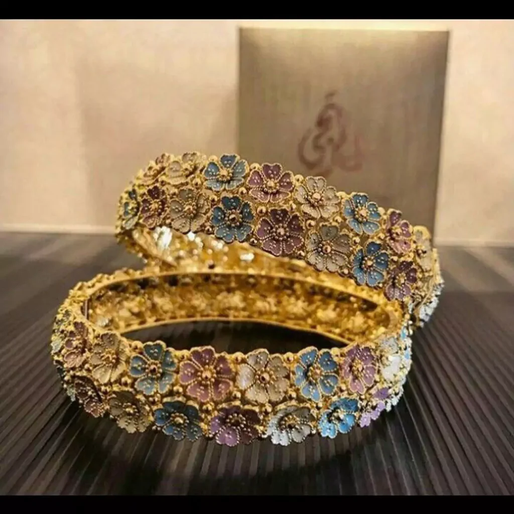 floral indian gold bangles