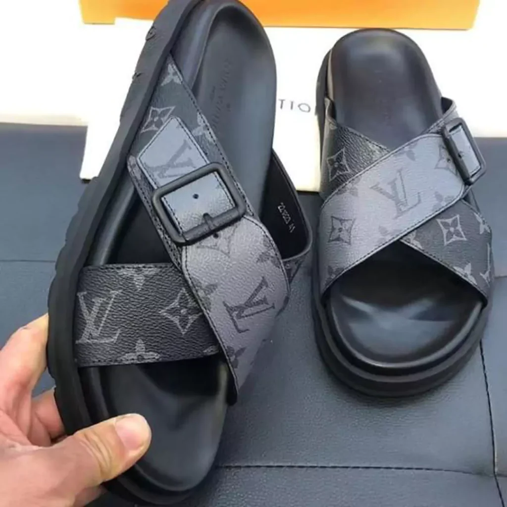 LV leather palm slippers for men