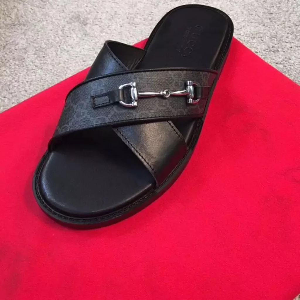 GUCCI leather palm slippers for men