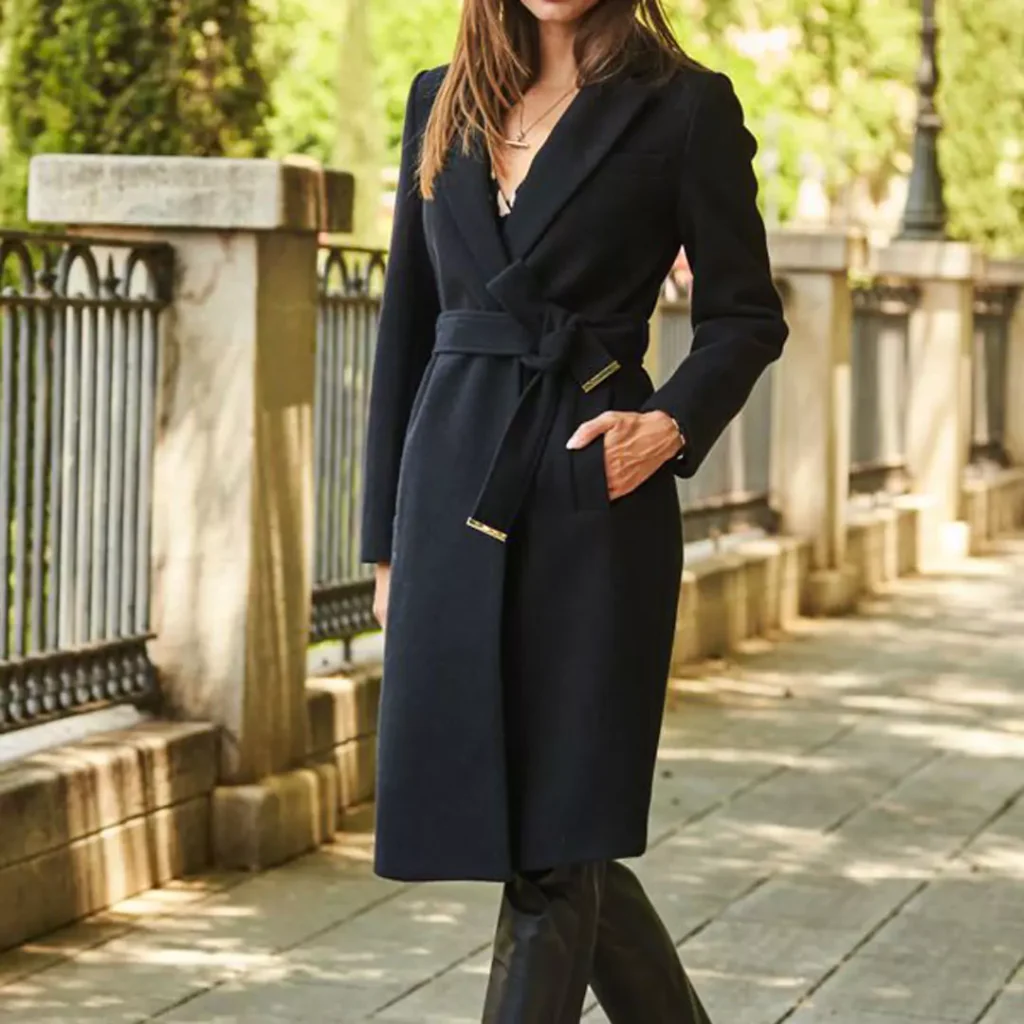 attractive black woolen overcoat for women 