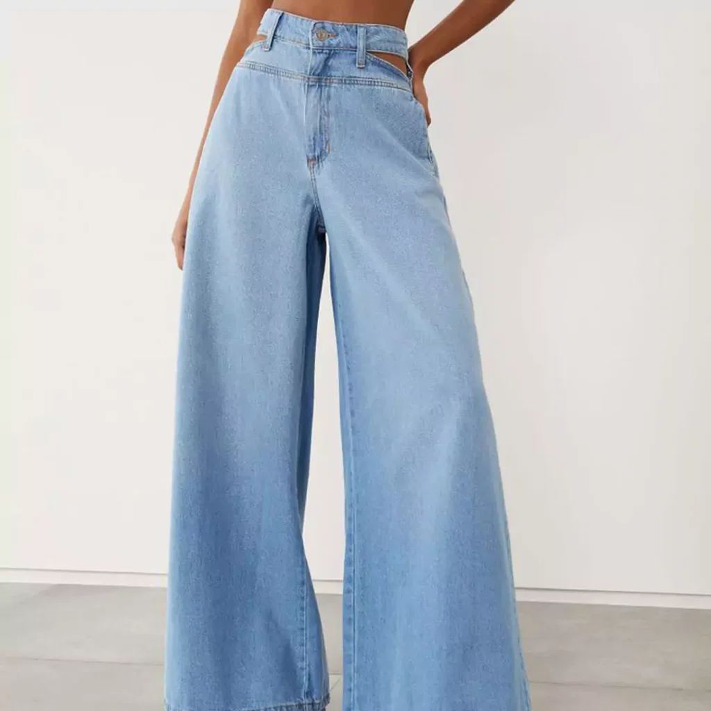 stylish wide-leg jeans outfits for women in 2024