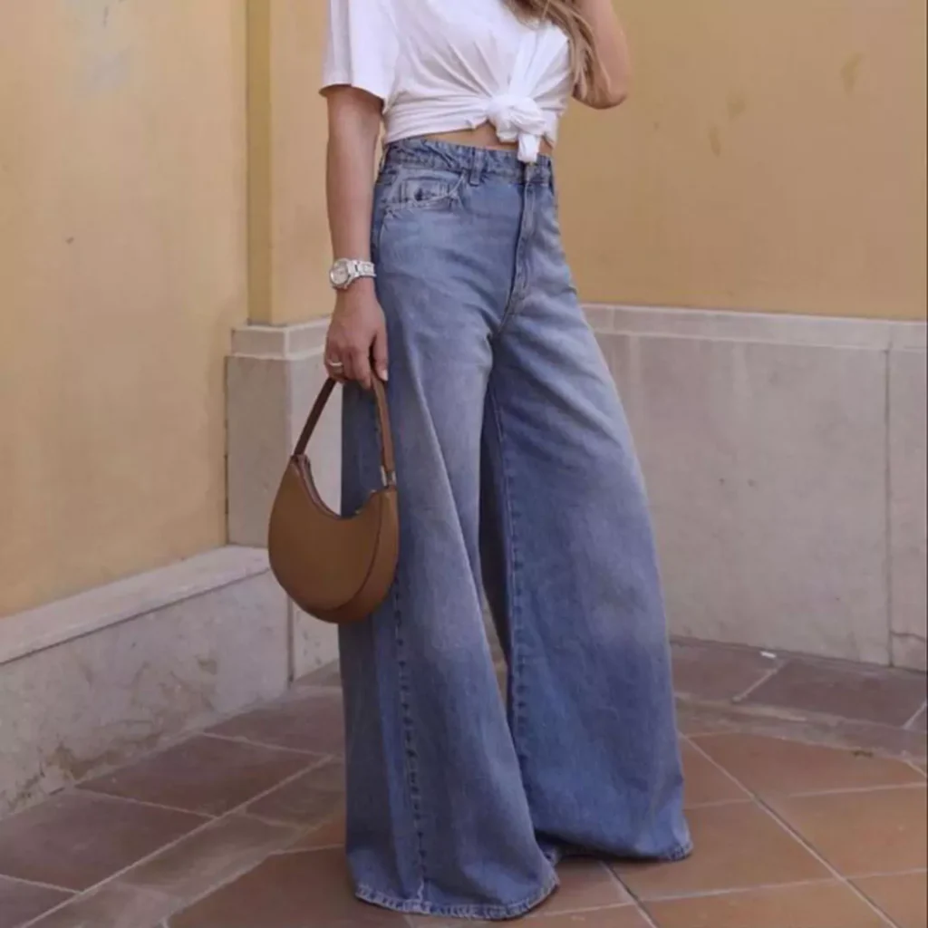 enchanting wide-leg jeans outfits for women in 2024