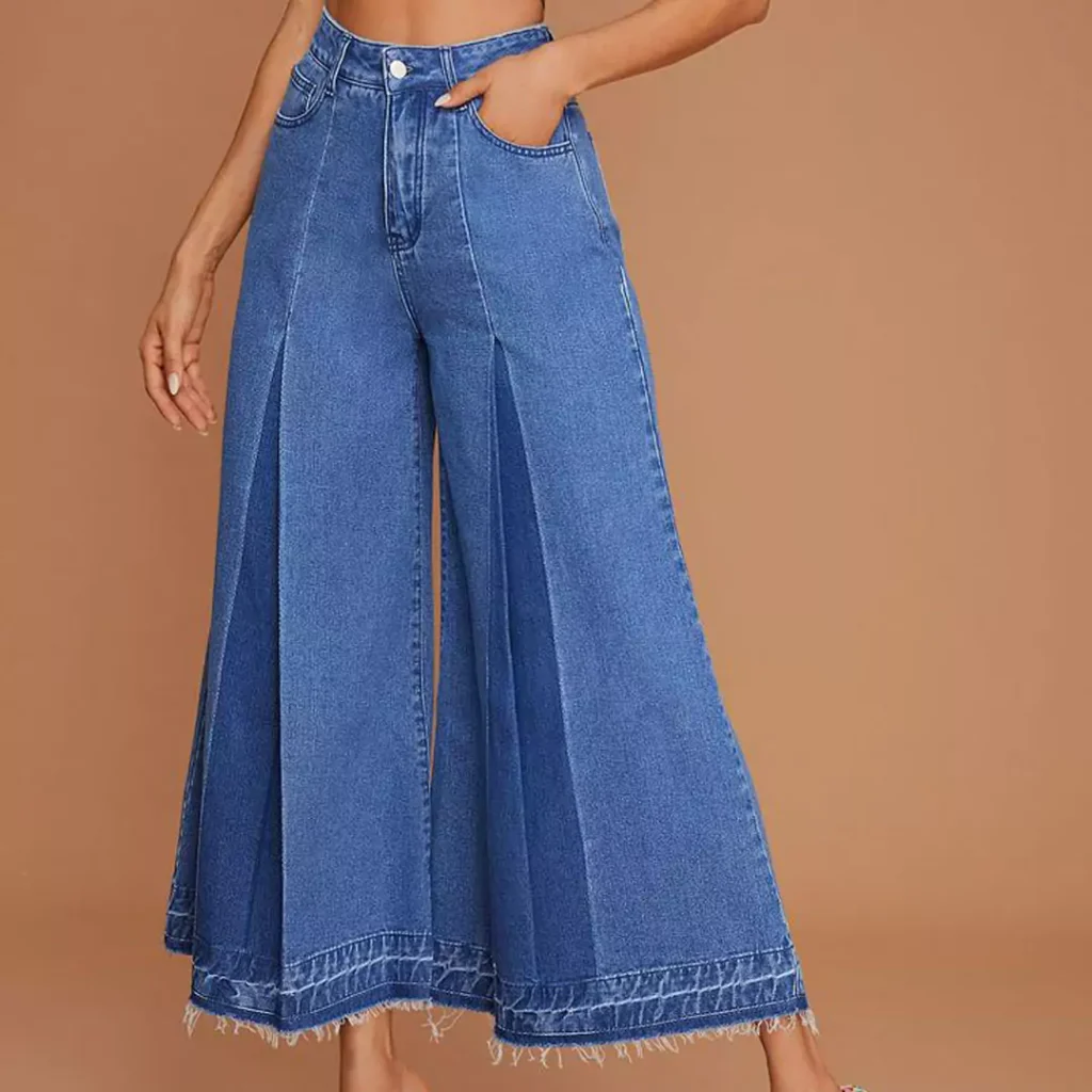 chic wide-leg jeans outfits for women in 2024