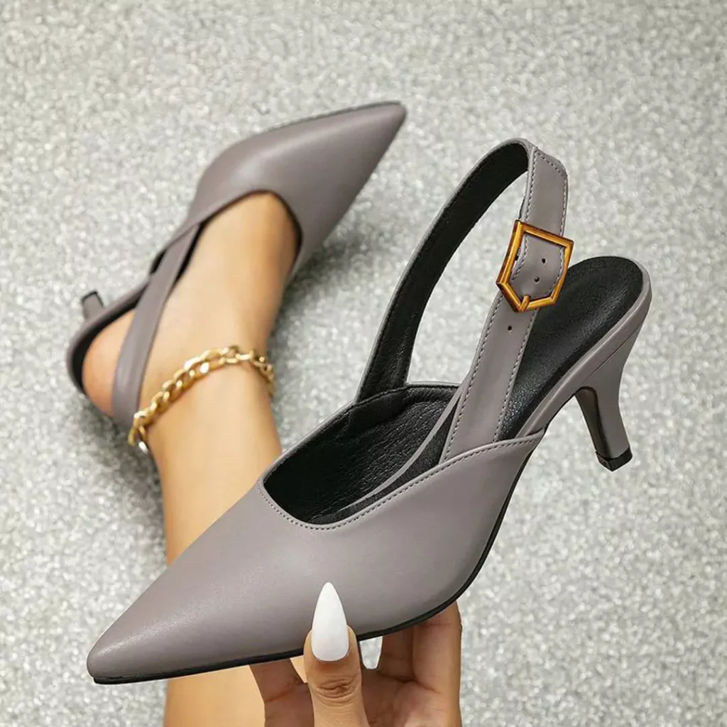 captivating gray high-heeled shoes 