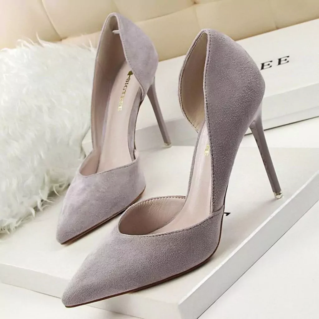 graceful gray high-heeled shoes 