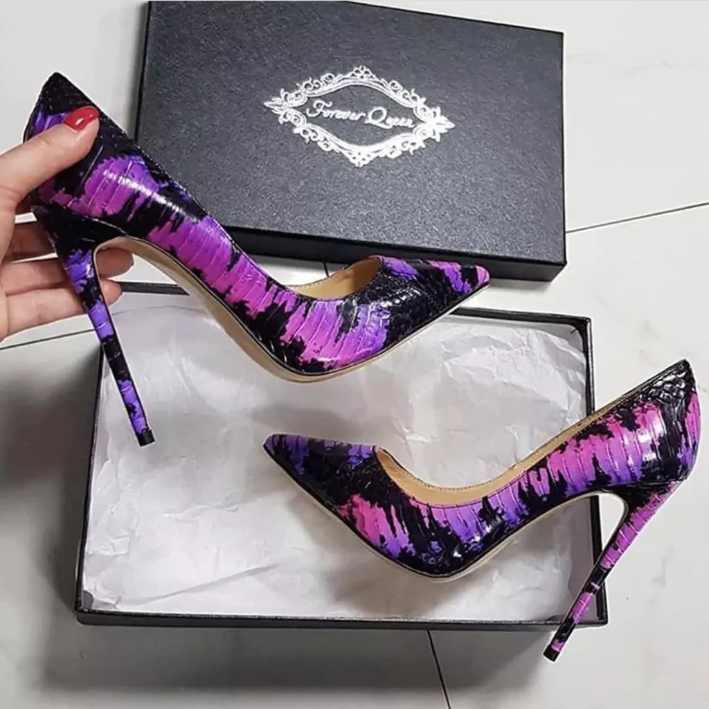 modish purple high heels