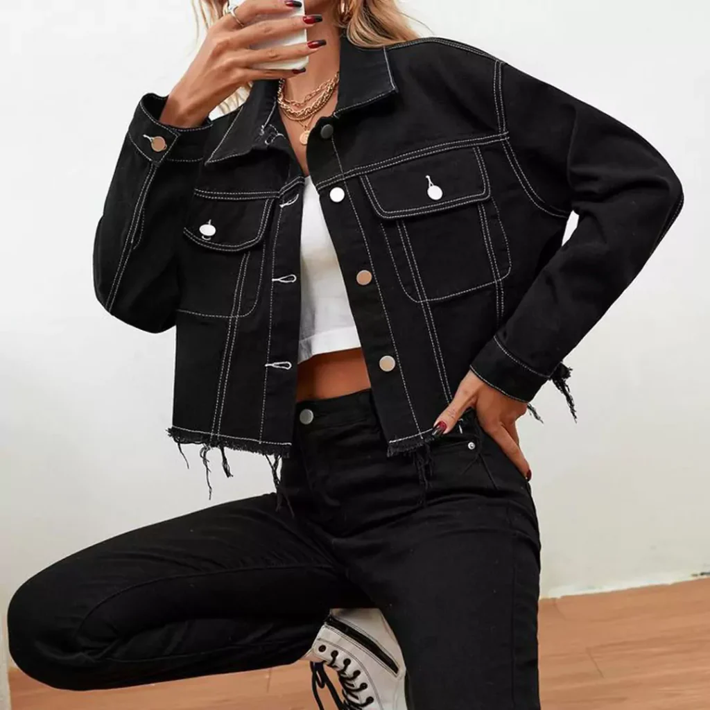 unique short  black jean jackets for women of 2024 