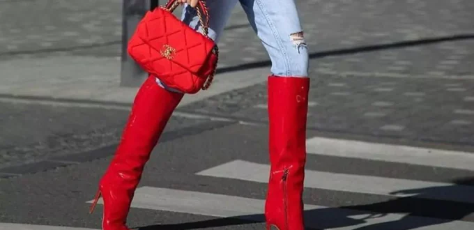 chic red knee-high boots for women