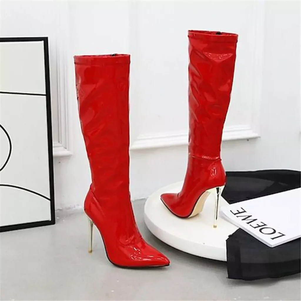 sleek red knee-high boots for women 