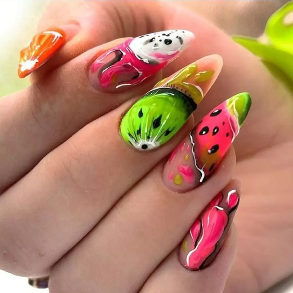 Attractive and special fruit nail designs